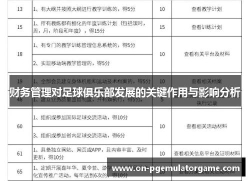 财务管理对足球俱乐部发展的关键作用与影响分析